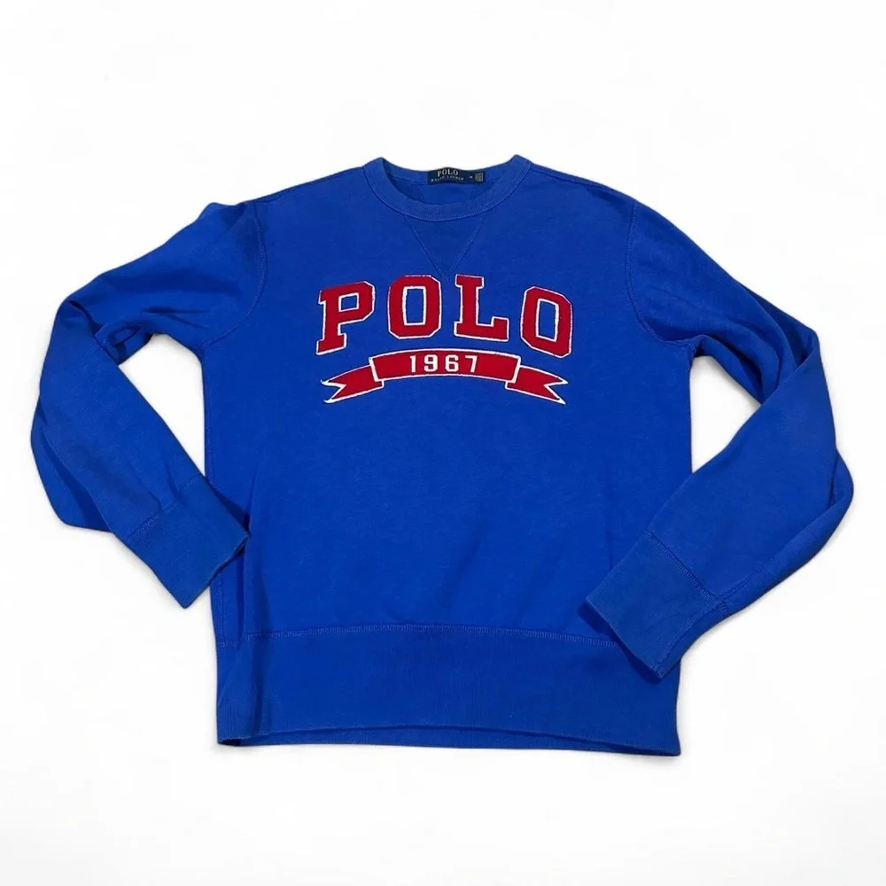 Polo Ralph Lauren Men’s Blue Red Polo‎ 1967 Crewneck Sweatshirt Size Medium